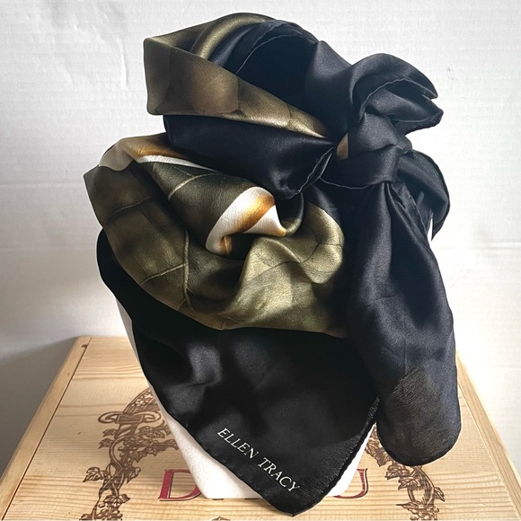 Ellen Tracy Accessories - Vintage Ellen Tracy Silk Scarf – 36” Square, Floral Design
